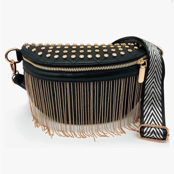 Handbags - Women’s Fanny Pack Crossbody Bag | Black and Gold